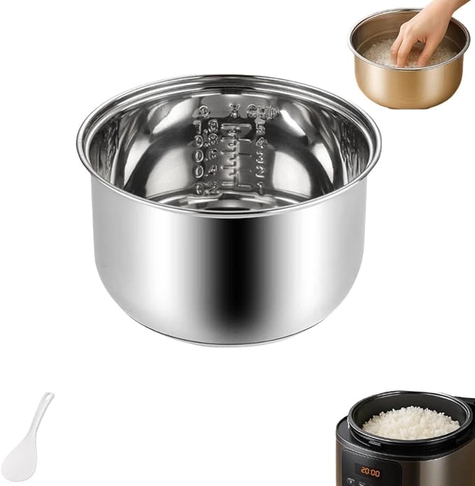 Rice Cooker Inner Pot & Rice Cooker Parts - Stainless Steel Non-Stick Replacement Pot (3L)